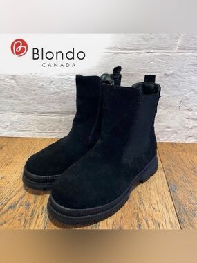 BLONDO Black Suede Waterproof Ankle Boots – Size 8WW Extra Wide